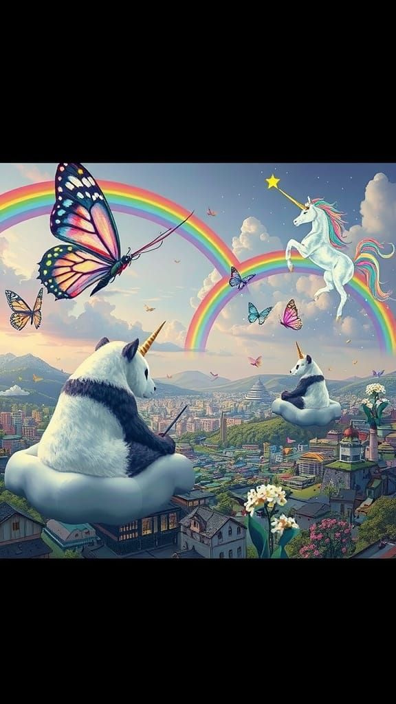 Luminous Embroidered Fantasy Butterflies and Unicorns