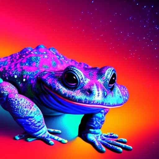 Psychedelic Toad: Holographic Astral Illustration in Mixed M...