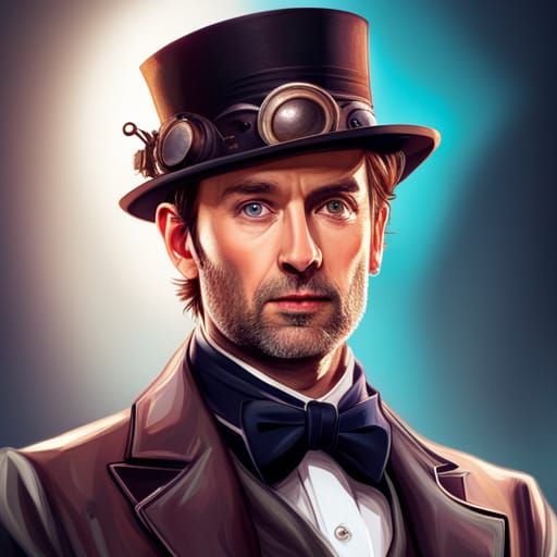 Doctor Who Steampunk Portrait in Art Nouveau Style