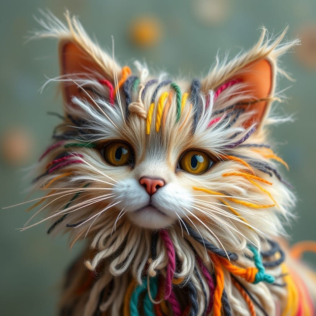 Whimsical Yarn Cat Inspired by Beatrix Potter