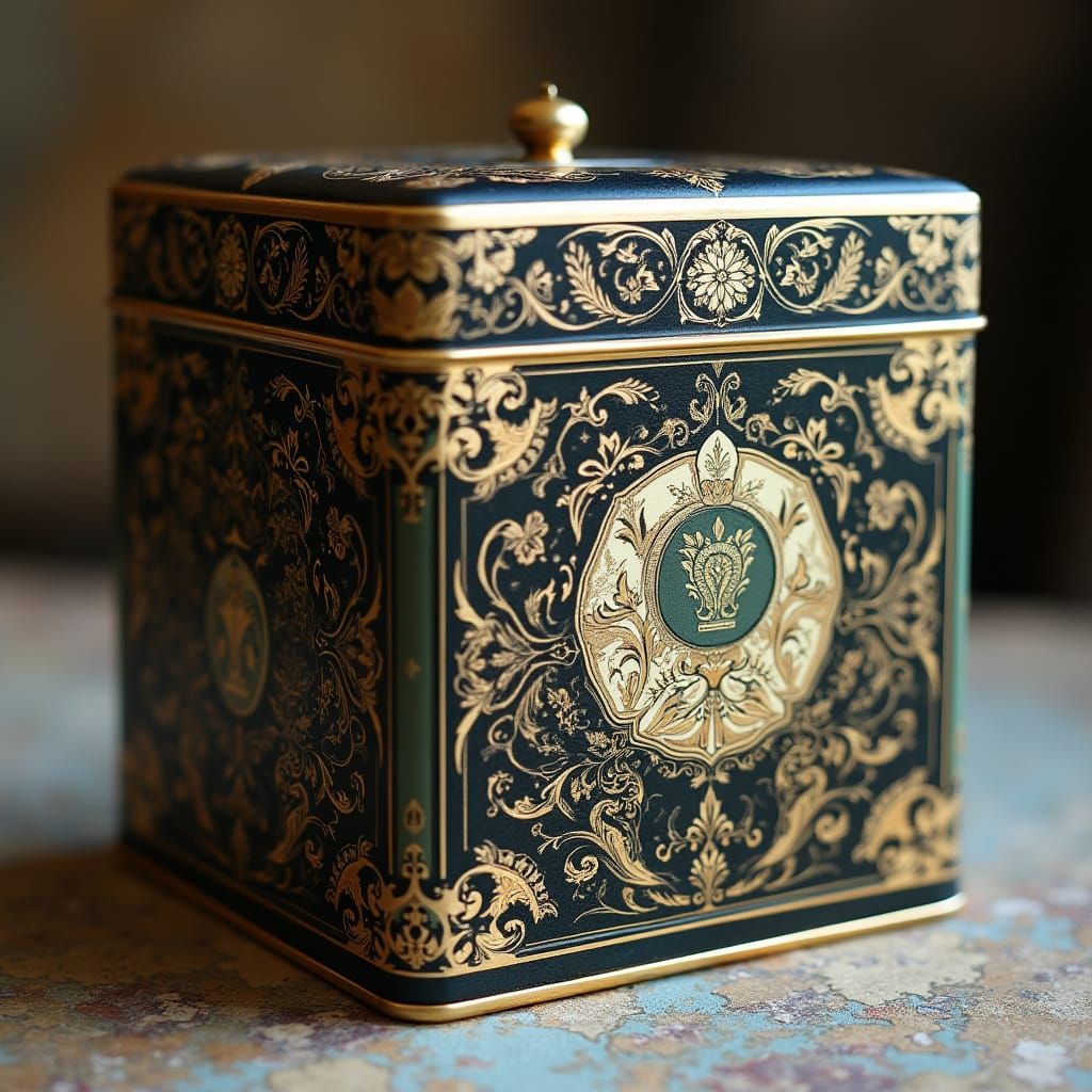 Elegant Tea Box Design with Art Nouveau Flair