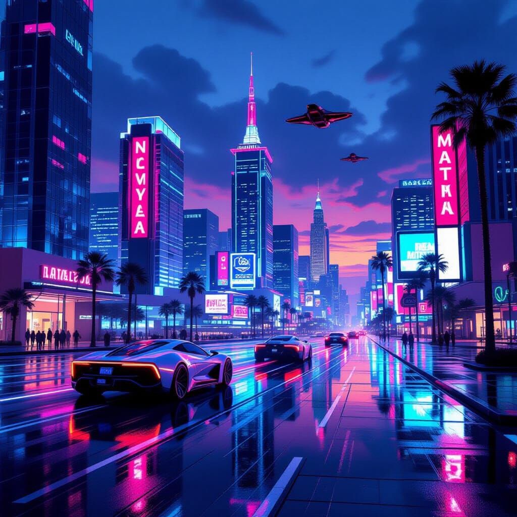 Neo Las Vegas Cityscape in Cyberpunk Style