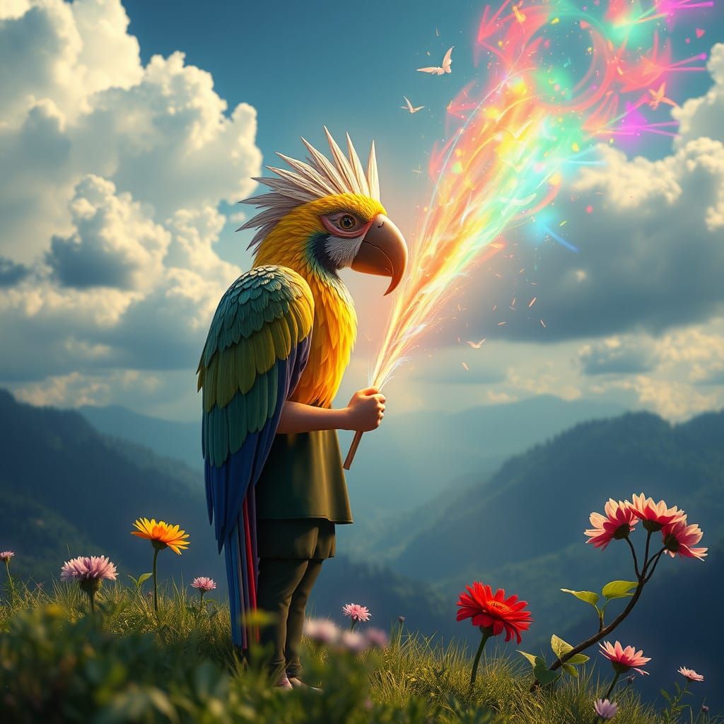 A Vibrant Rainbow of Emotions in a Fantastical Landscape