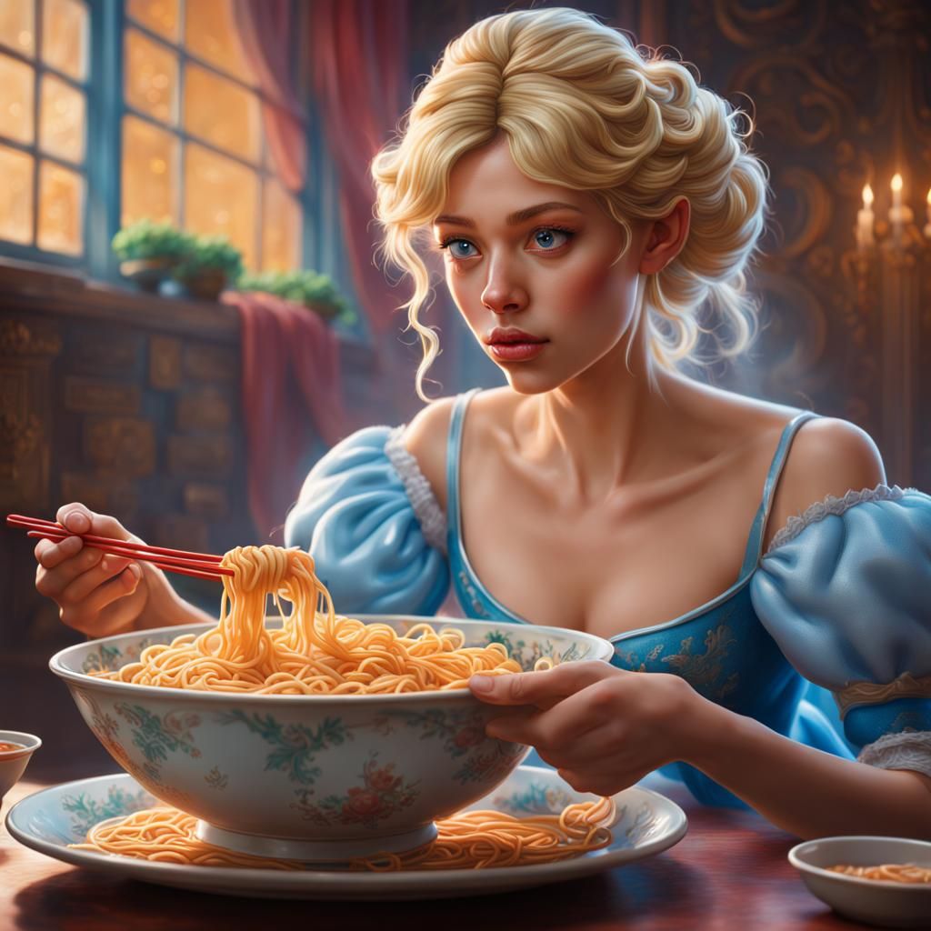 Cinderella's Ramen: Hyperrealistic Concept Art