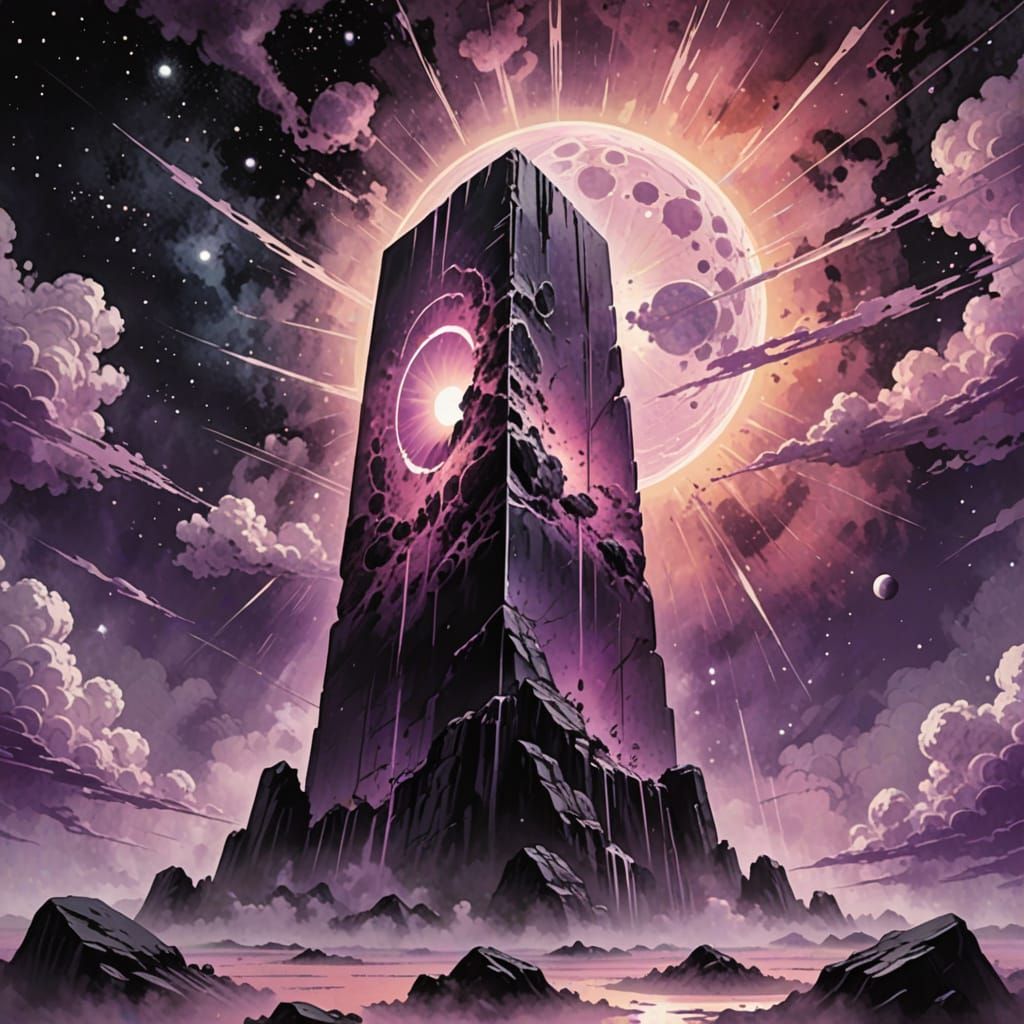 Mystical Purple Monolith in Space