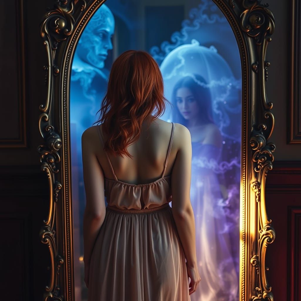 Ethereal Redhead in Antique Mirror by Rutkowski
