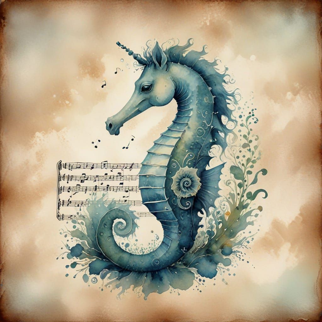Seahorse Melody on Faded Sheet Music