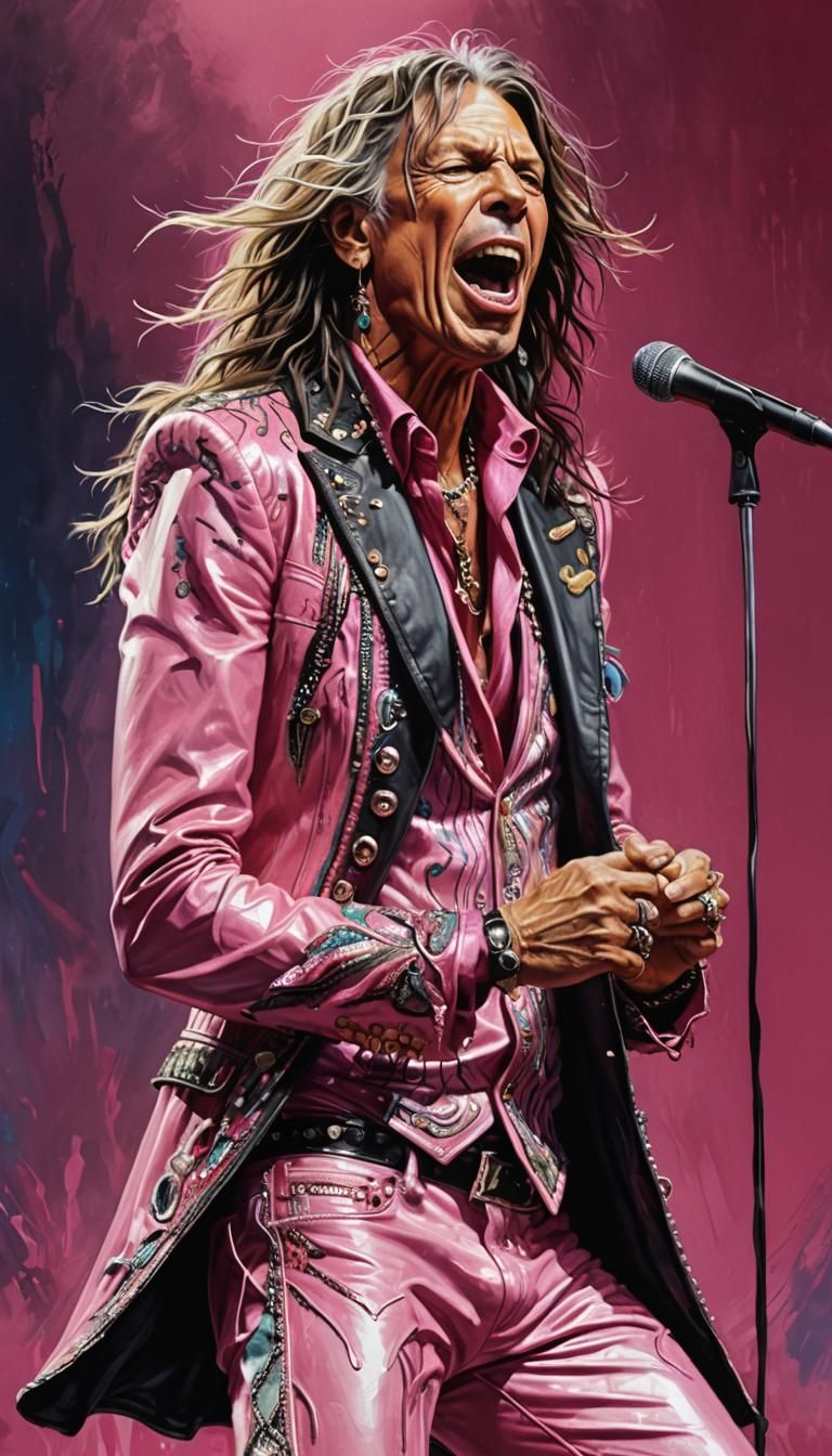 Rock Star in Pink: Hyperrealistic Splash Art Portrait