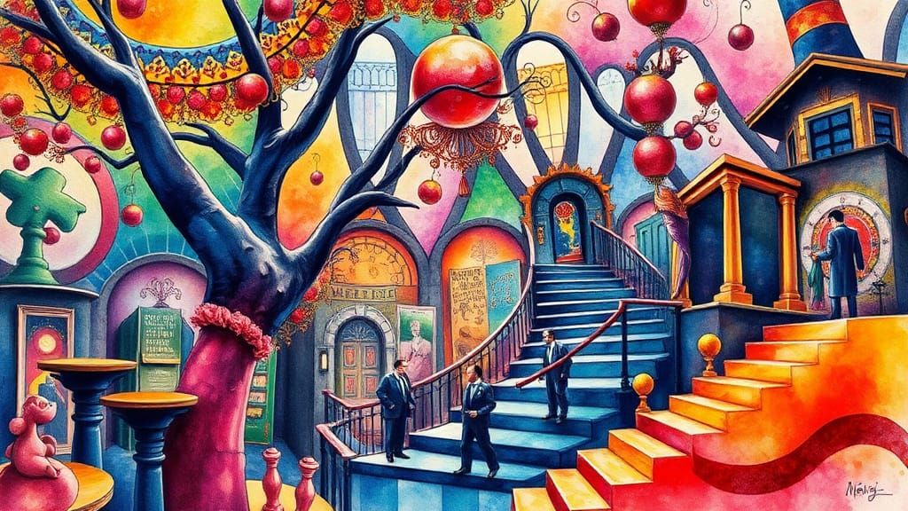 Surreal Watercolor Scene in Style of Rutkowski