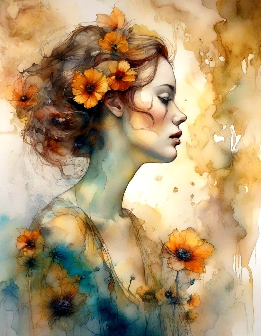 with an emphasis on randomness, a contemporary watercolor pa...