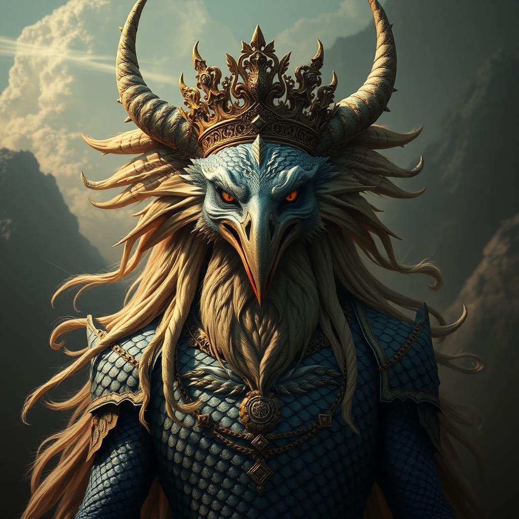 Majestic Iranian Animal God, Vohu Manah, Cinematic Painting