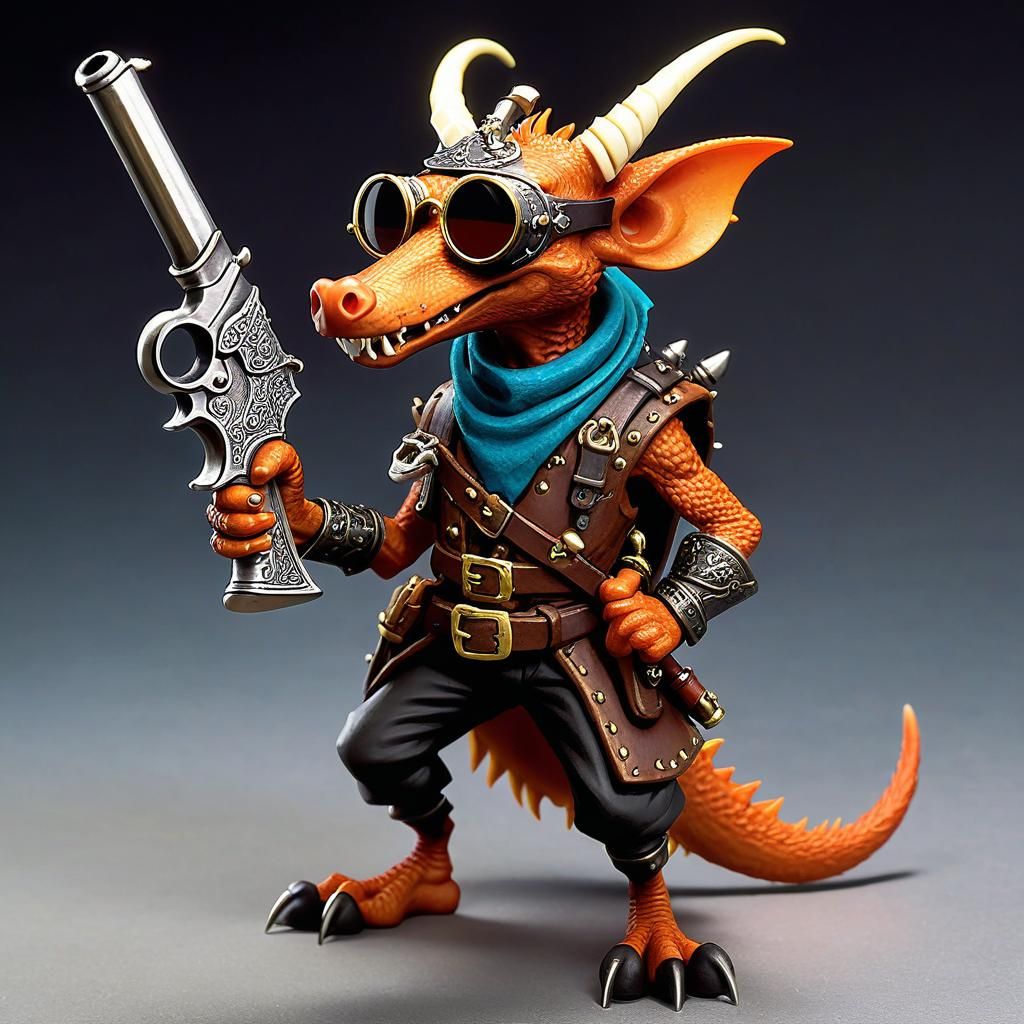 Kobold Tinkerer Repairing Flintlock Pistol