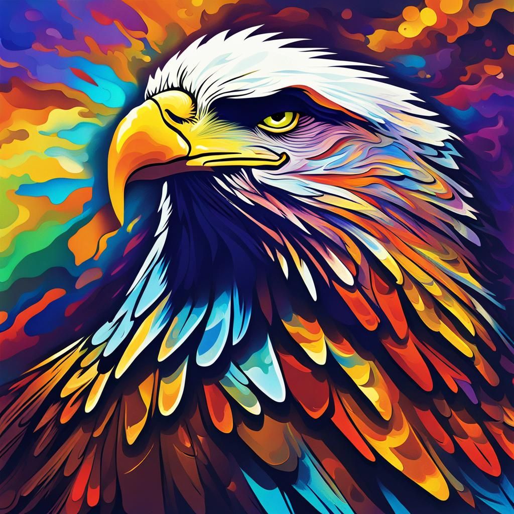 Abstract Eagle Silhouette in Vibrant Mixed Media