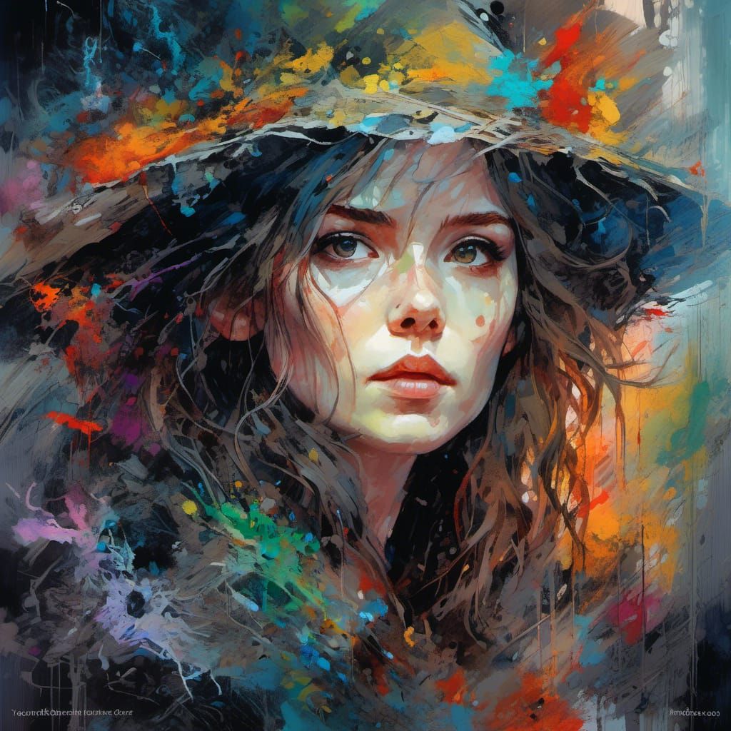 Eldritch Swedish Goddess Portrait in Impasto Style