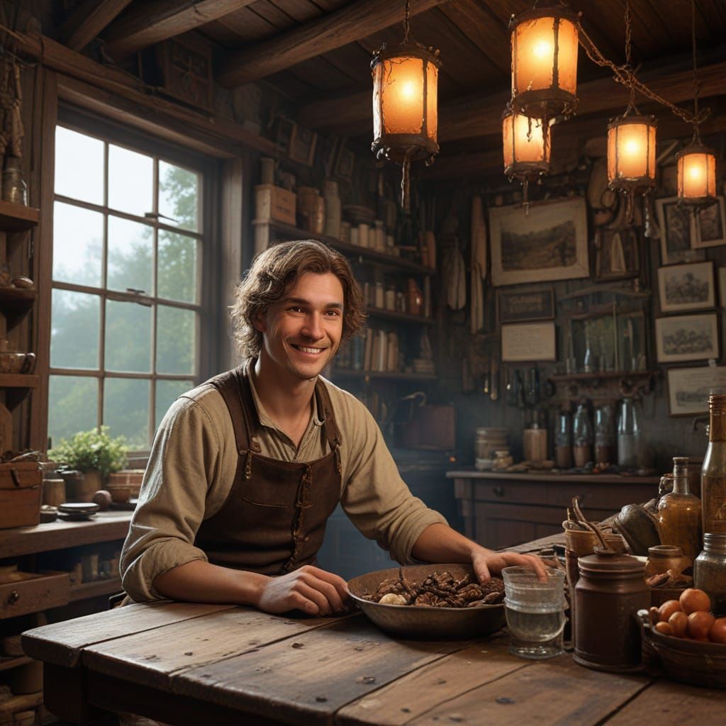 Cozy Roadside Inn Scene in Rustic Style