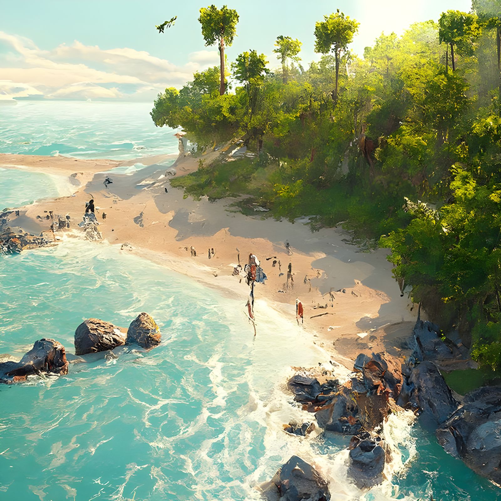 Hyperdetailed Beach Landscape in Photorealistic Style