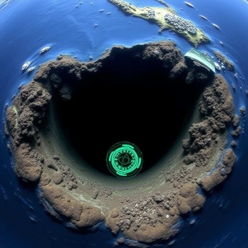 The Mariana Trench in Deep Blue Hues as Submerged Landscape