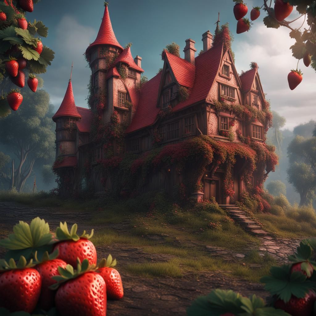 Strawberry Witch Detailed Matte Painting in 8K
