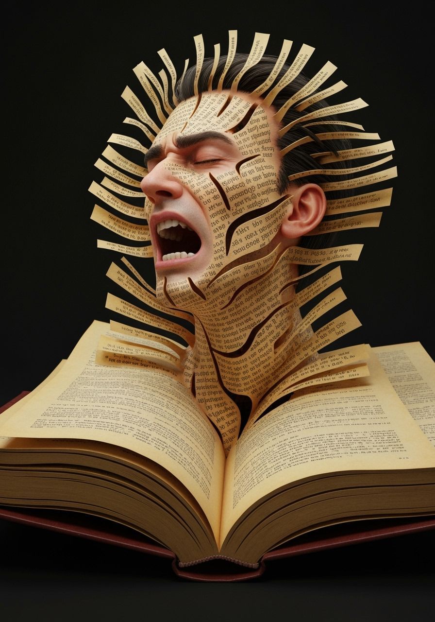 Agonized Face Stretches Out of Book: 3D Anime Art