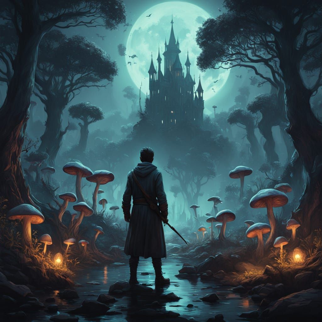 Mysterious Boy in Dark Fantasy Realm