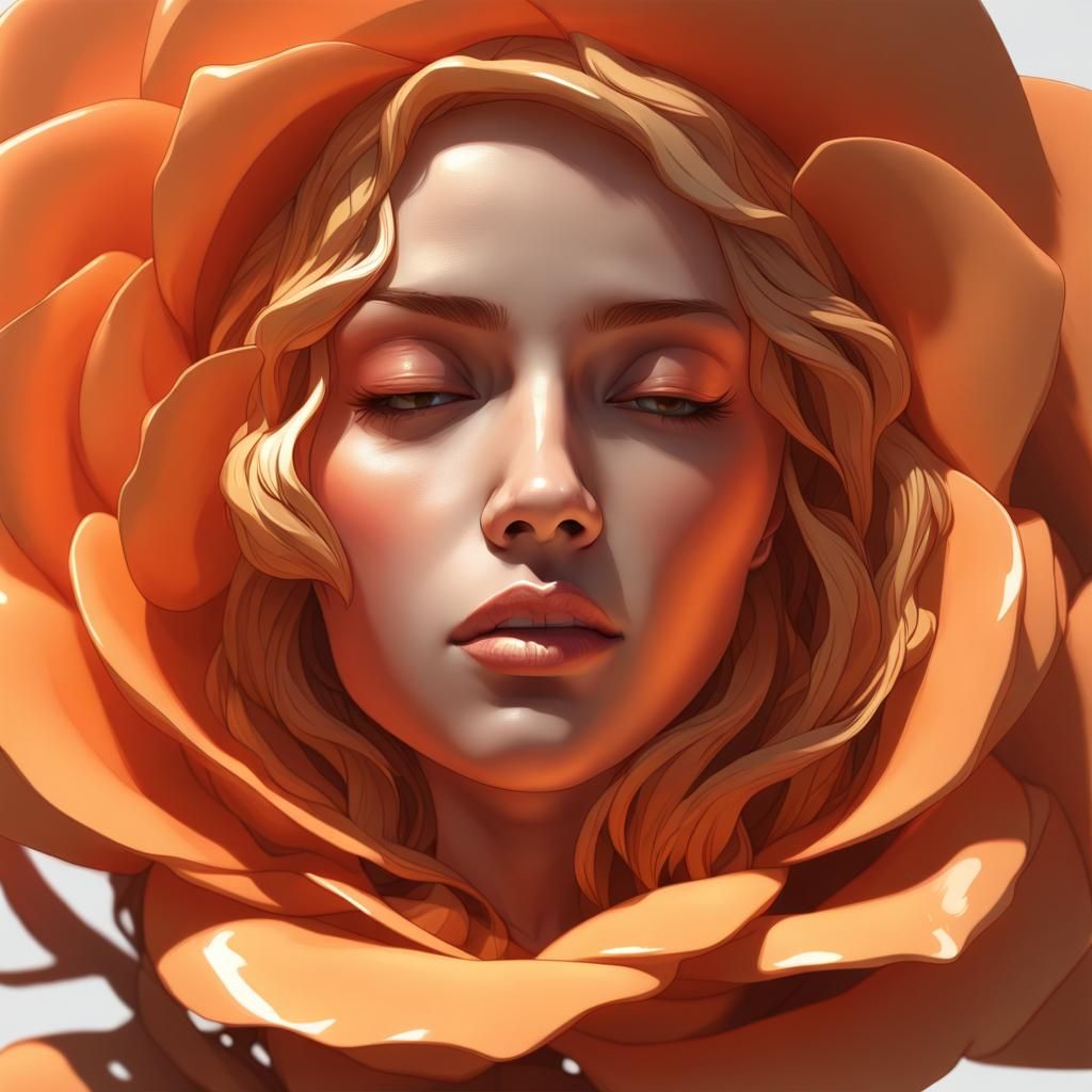Orange Rose in Hyperdetailed Digital Art Style