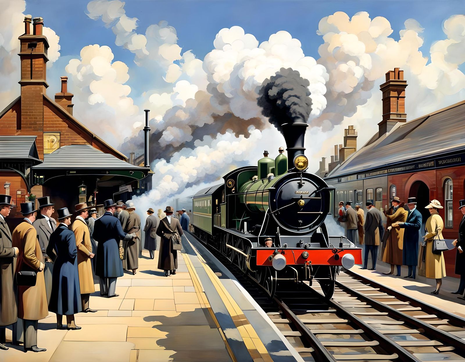 Steam Train Arrival in 1930s England