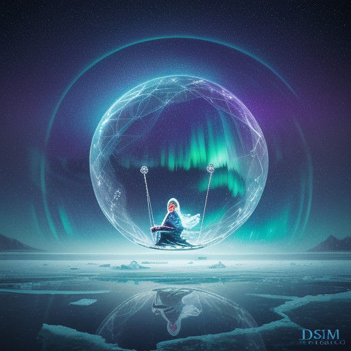 Surreal Ethereal Girl on a Swing by a Frozen Lake