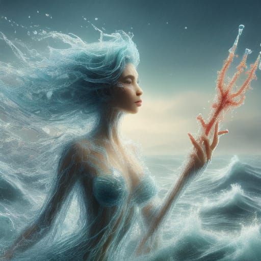 Whimsical Water Mermaid in Vintage Storybook Style