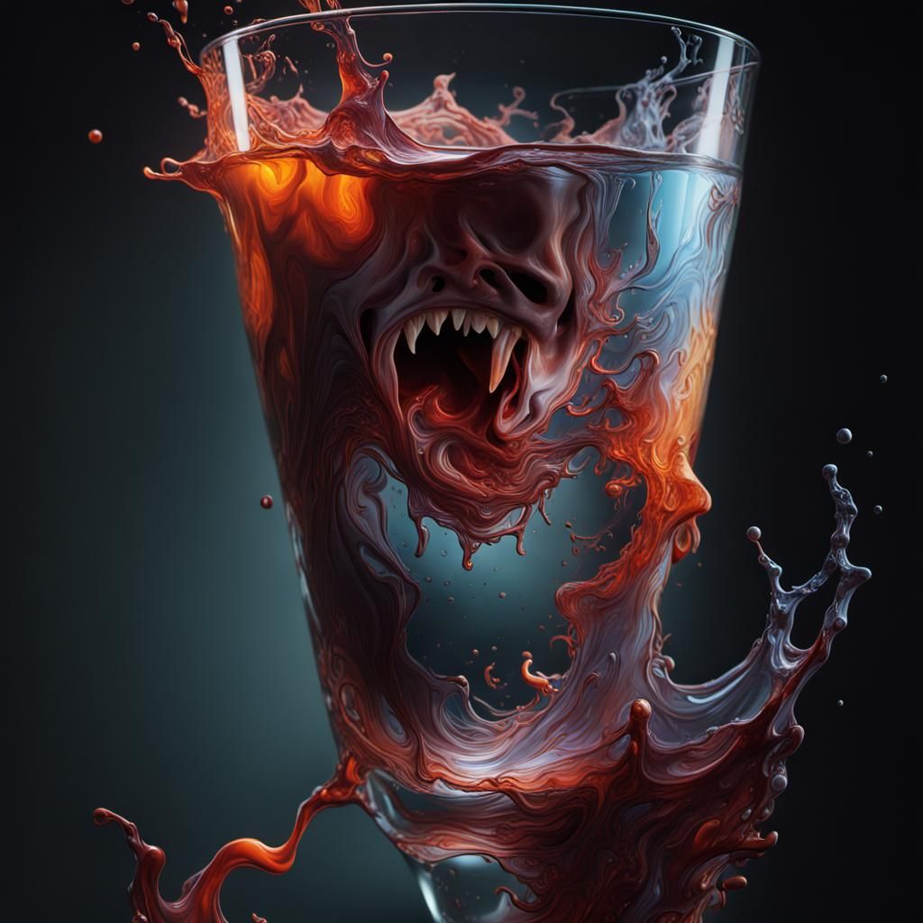 Hells minion dissolving in a glass