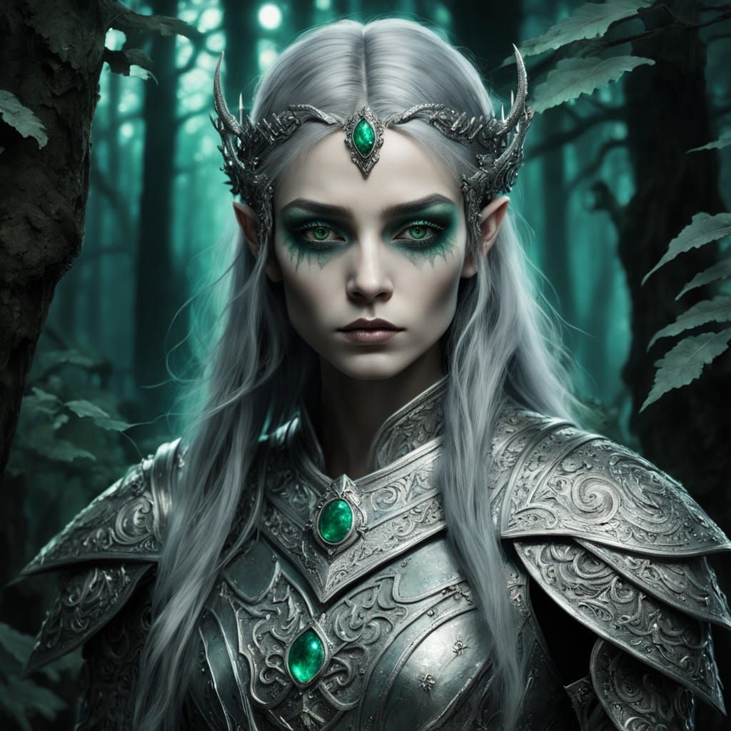 Moonlit Dark Elf Warrior in Gothic Fantasy