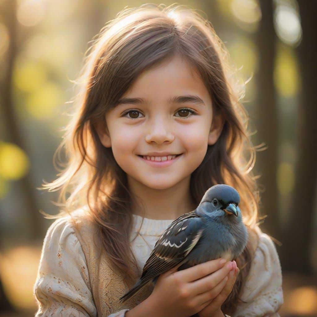 Gentle Girl Connects with Nature in Warm Portrait