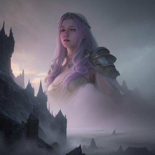 Princess in Little Ice Age Cloud, Fantasy Art