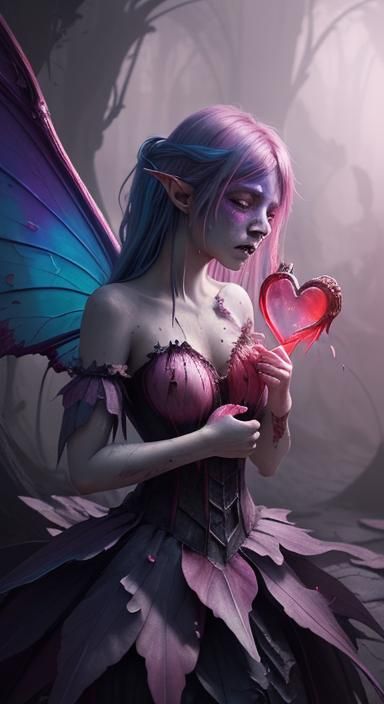 Heartbroken Fairy with Colorful Tears: Fantasy Art