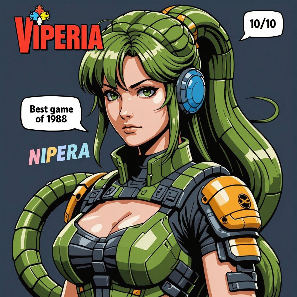 Cyberpunk Snake Woman: 8-bit Action Hero