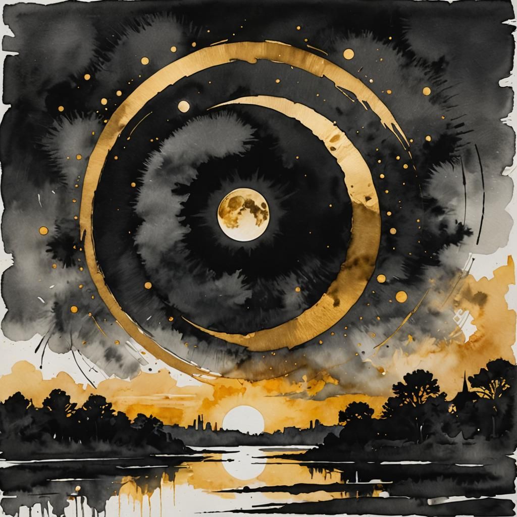 Solar Eclipse Over St Louis in Japanese Style