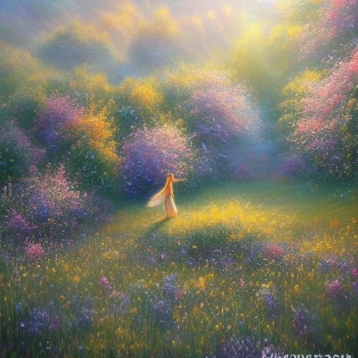 Butterfly Meadow: Impressionist Style Outdoor Scene