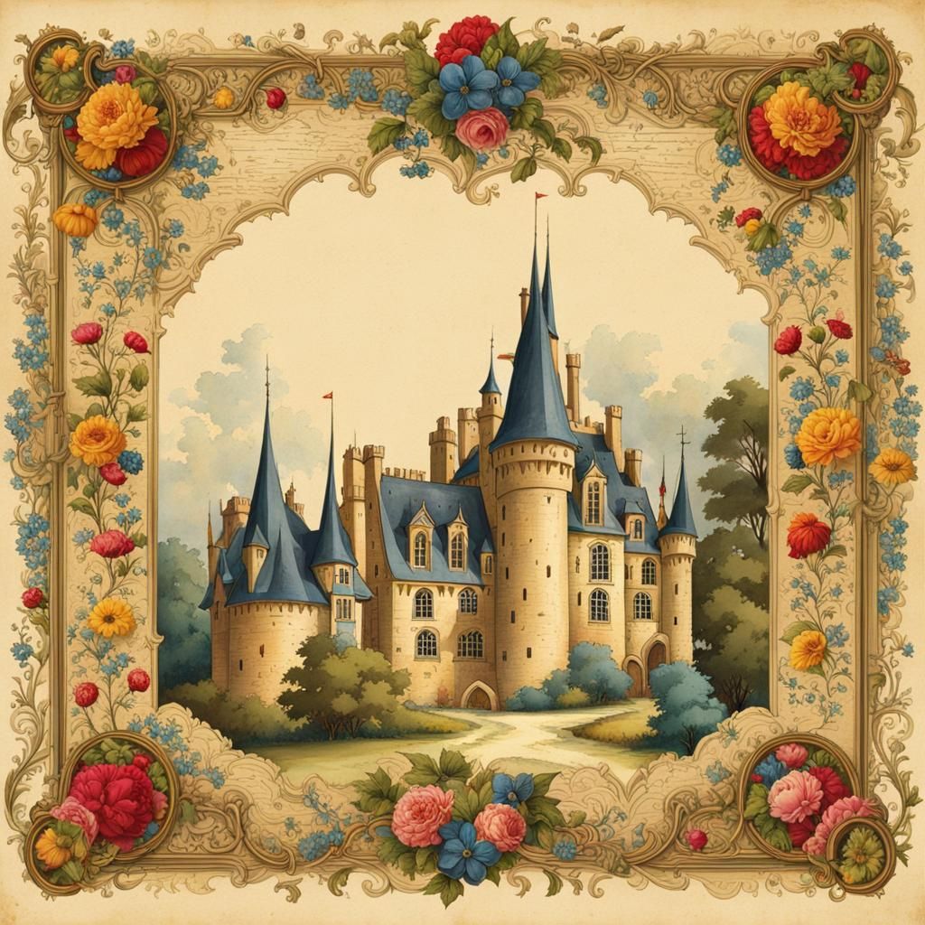 Illuminated Manuscript Page with Medieval Scene