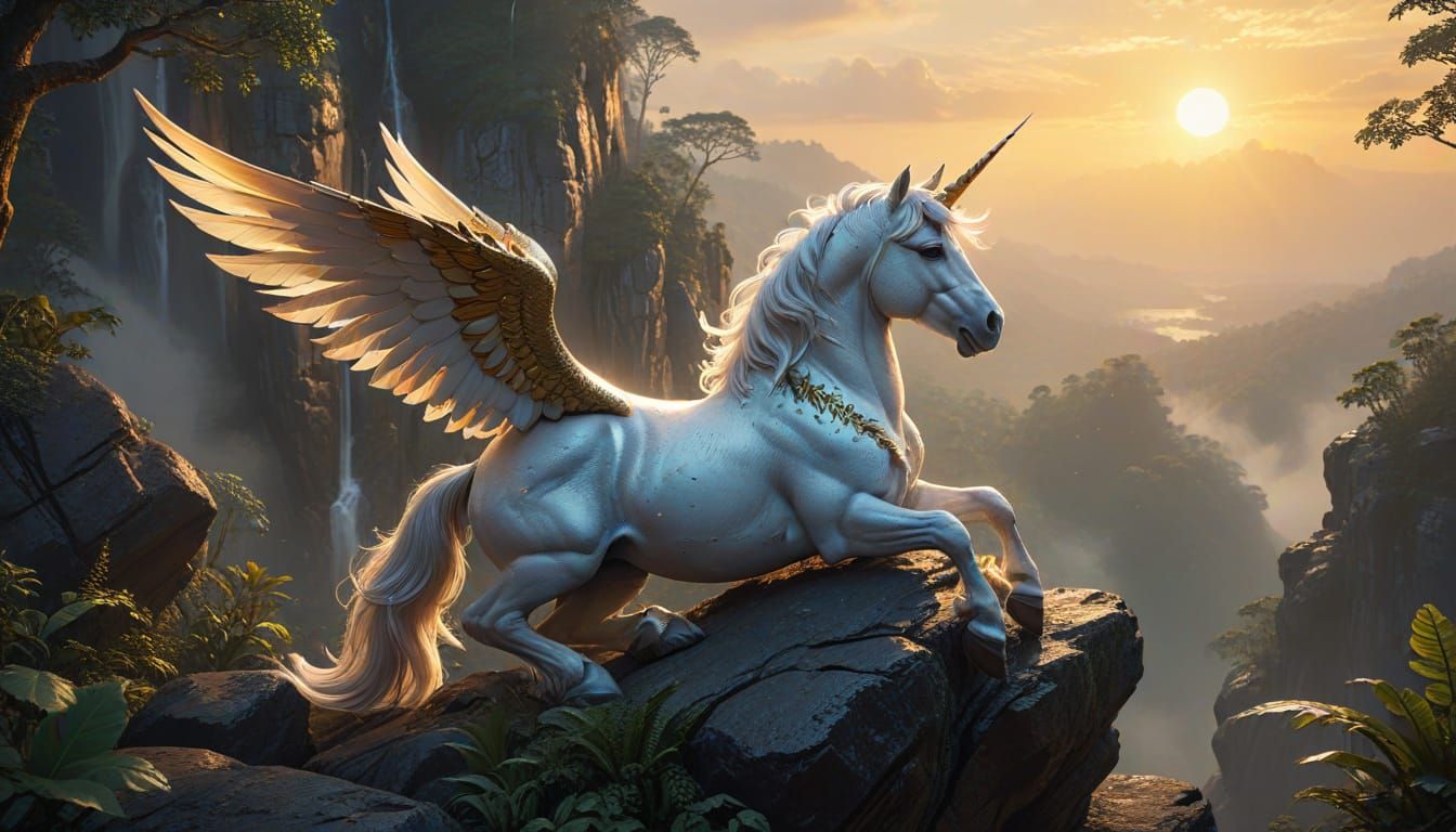 Majestic Unicorn in Golden Hour