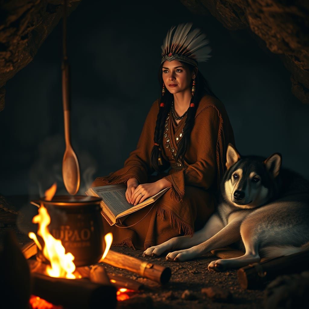 Pocahontas by the Fireside