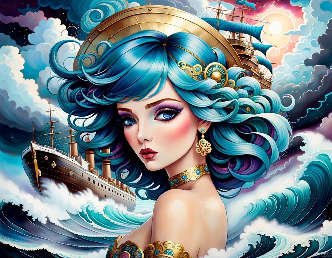Goddess of the Storm in a Whimsical Painting