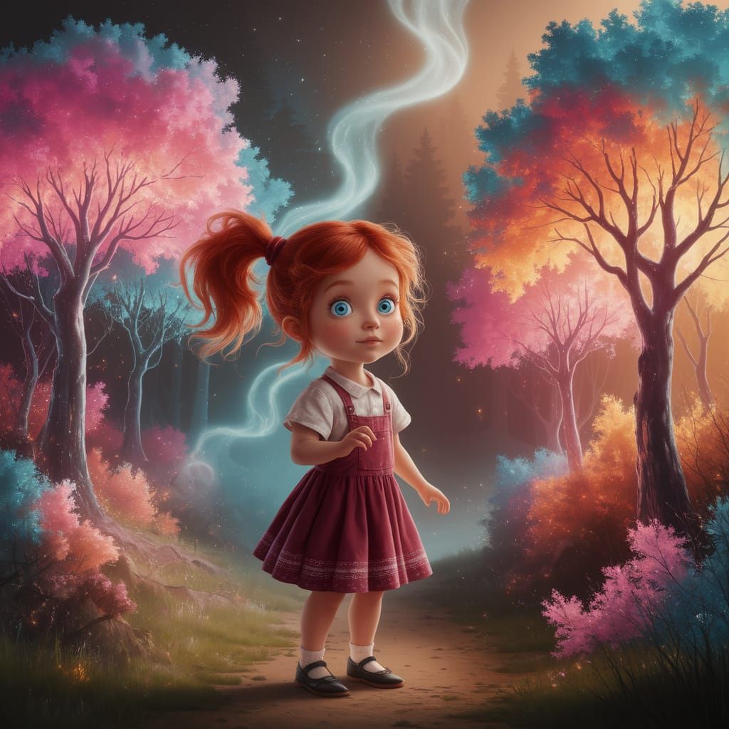Whimsical Child in a Radiant Forest