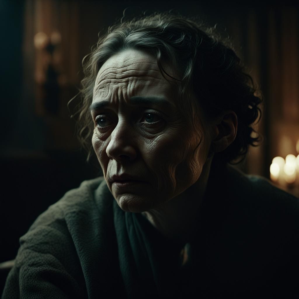 Melancholic Woman's Portrait with Rembrandt Lighting