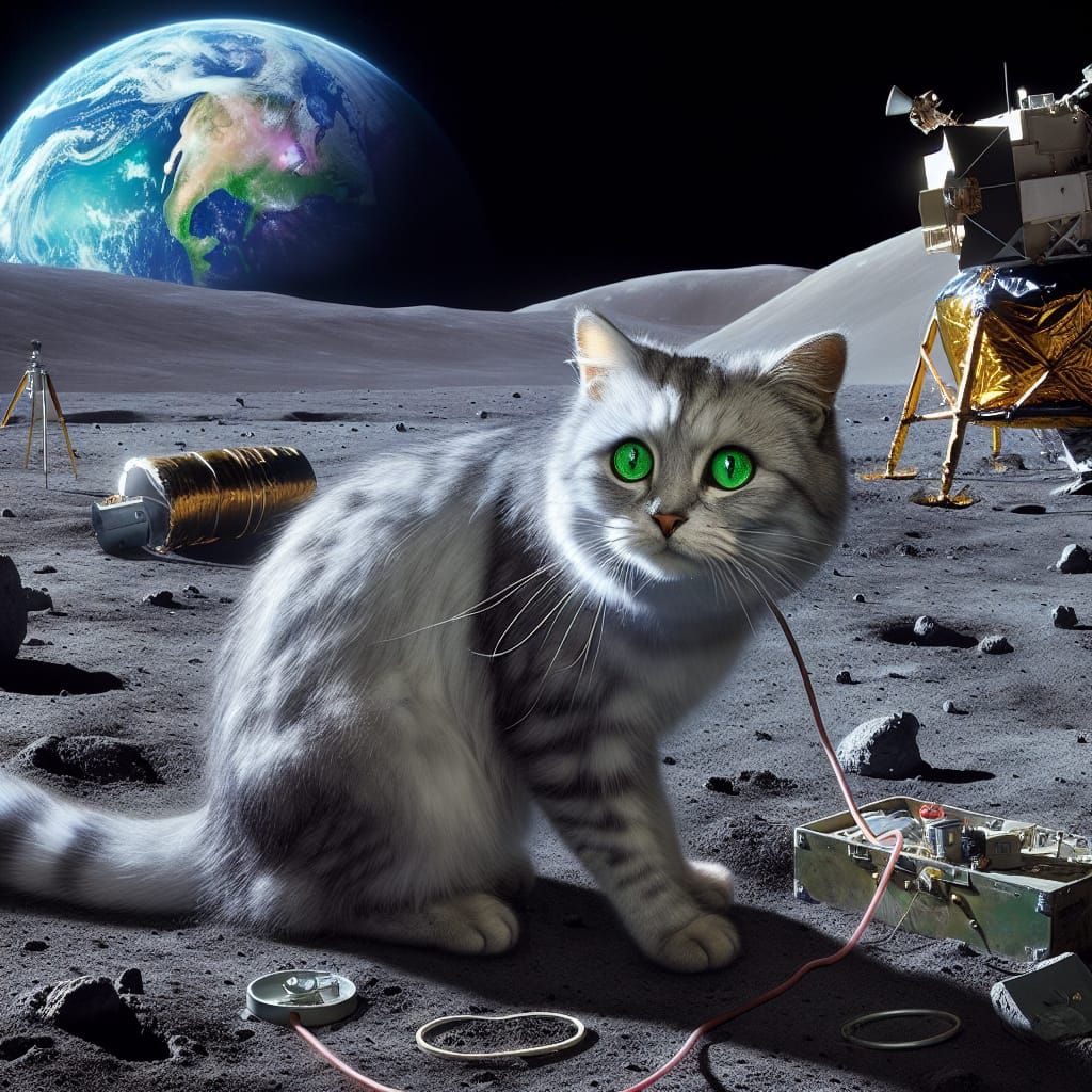 Lunar Cat's Earthbound Call: A Sci-Fi Fable
