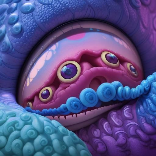 Cute Lovecraftian Worm in Disney Pixar Style
