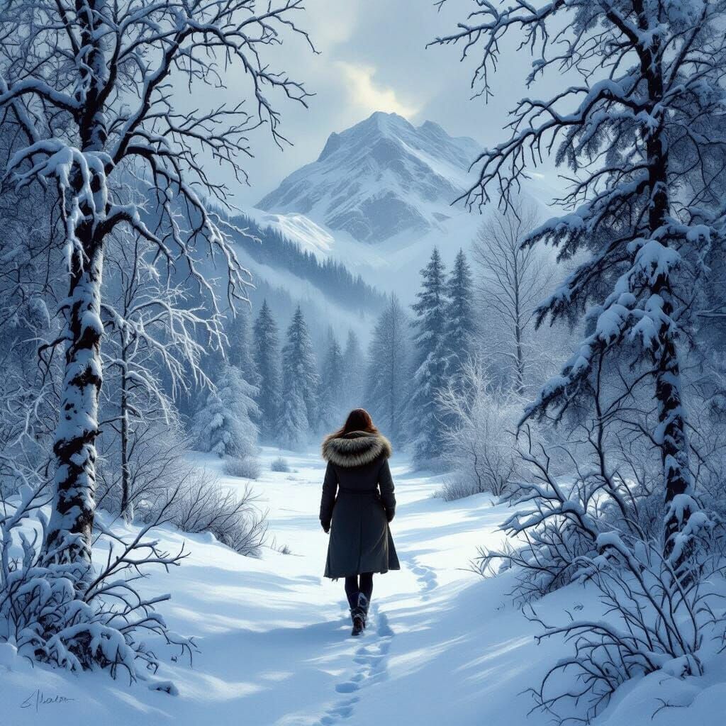 Winter Forest Scene in the Style of Shishkin