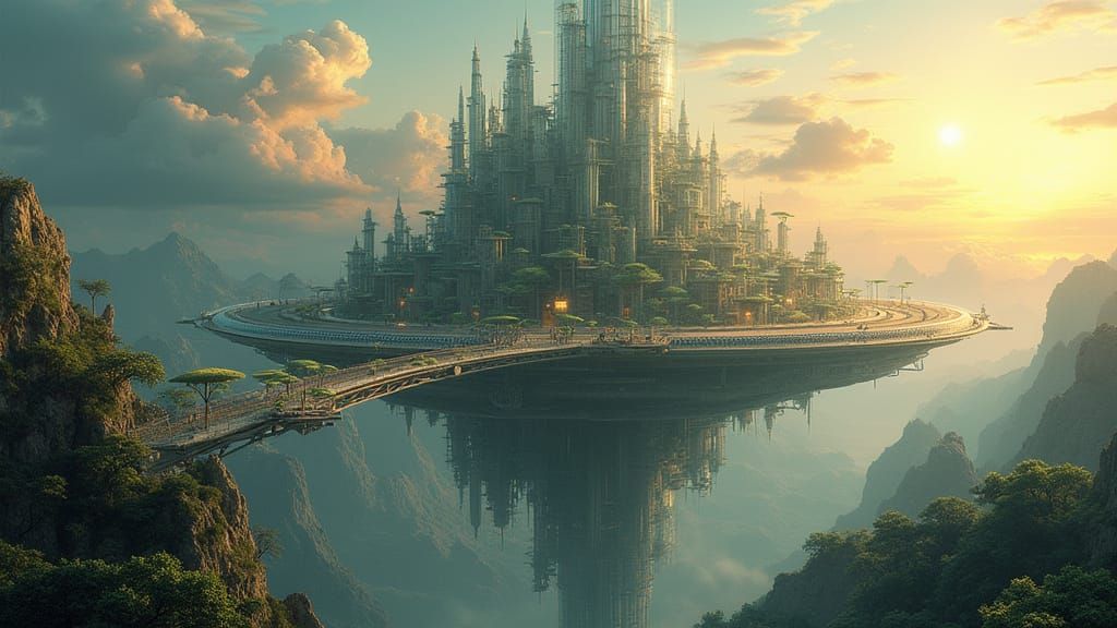 Futuristic City of Sagaterra on Saturn's Rings