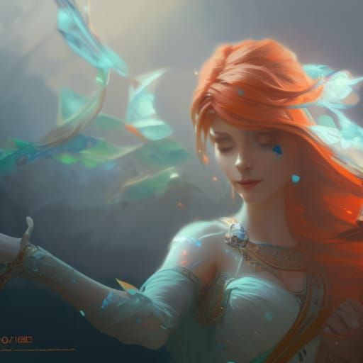 Detailed Elf Portrait in Art Nouveau Style