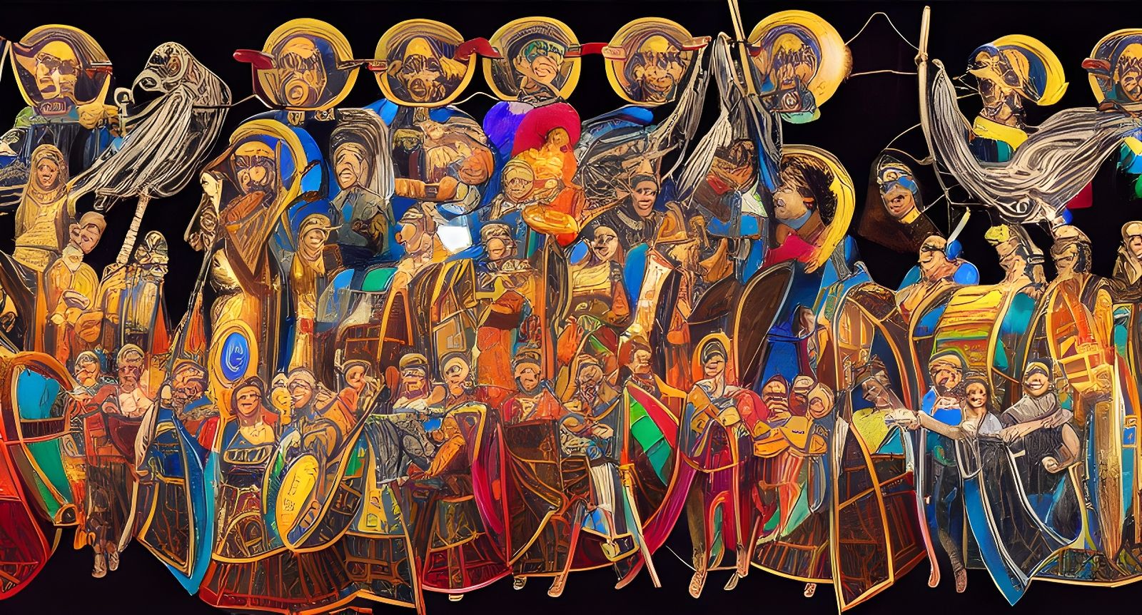 Astral Roman Cavalry Choir: Mixed Media Illustration