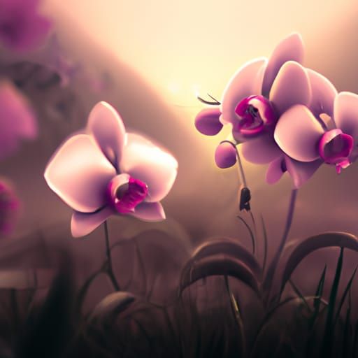 Dramatic Orchids in Maximalist Digital Painting