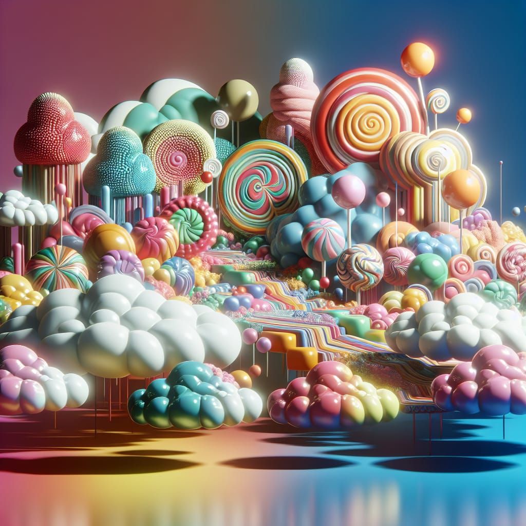 Candy Clouds in a Whimsical Candyland Illustration